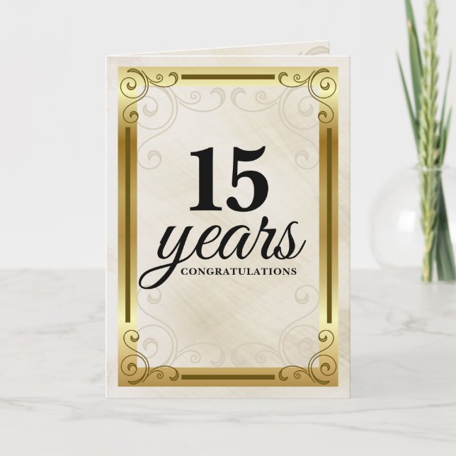 Faux gold universal employee anniversary card (Front)