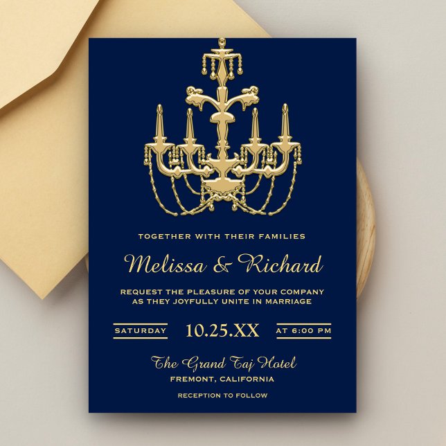 Faux Gold Vintage Chandelier Wedding Invitation (Creator Uploaded)