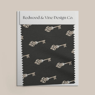 Faux Gold Vintage Key Pattern Fabric