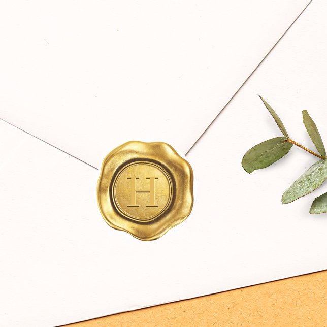 Faux Gold Wax Monogram Wedding Classic Round Sticker (Faux Gold Wax Monogram Wedding Classic Round Sticker)