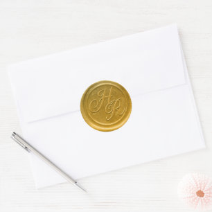 Faux Gold Wax Wedding Monogram Envelope Seal