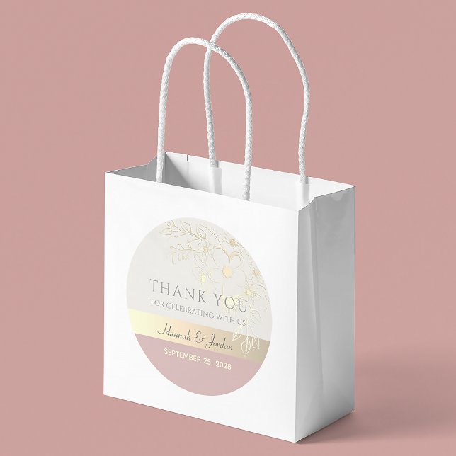 Faux Gold Wedding Thank You Favour Classic Round Sticker (Creator Uploaded)