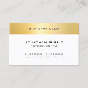 Faux Gold White Elegant Modern Minimalist Template Business Card