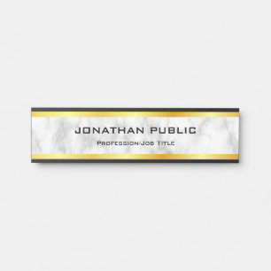 Faux Gold White Marble Elegant Template Door Sign