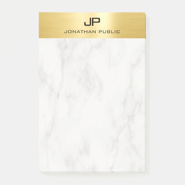 Faux Gold White Marble Elegant Trendy Modern Post-it Notes (Front)