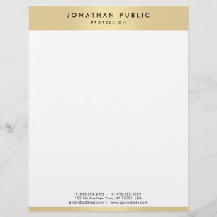 Faux Gold White Modern Elegant Glamour Template Custom Letterhead