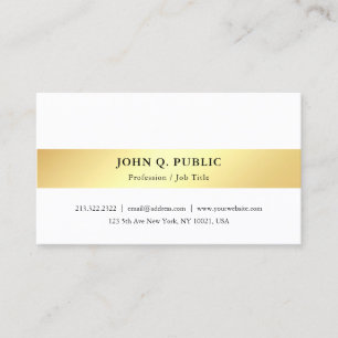 Faux Gold White Modern Minimalist Elegant Template Business Card