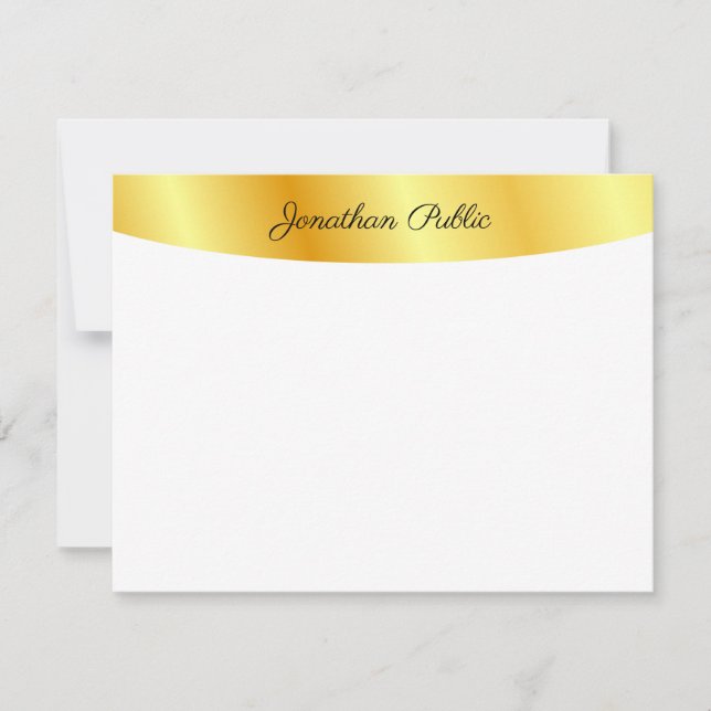 Faux Gold White Personalised Elegant Handwritten Card (Front)