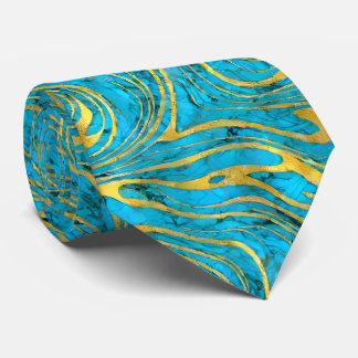 Faux Gold with Turquoise Blue Tie