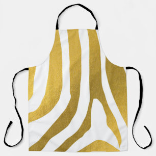 Faux Gold Zebra Print Stripes Pattern Apron