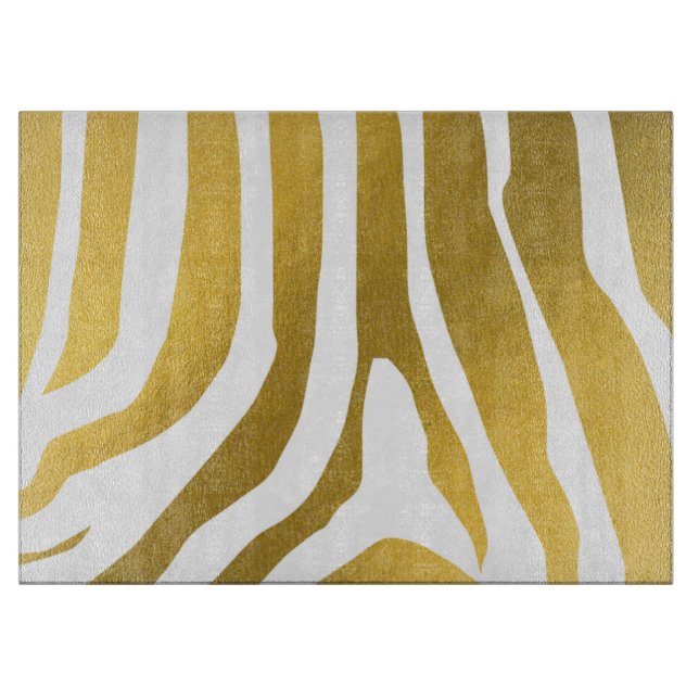 Faux Gold Zebra Print Stripes Pattern Cutting Board (Front)