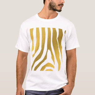 Faux Gold Zebra Print Stripes Pattern T-Shirt