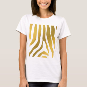 Faux Gold Zebra Print Stripes Pattern T-Shirt