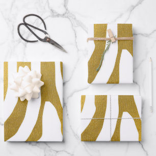 Faux Gold Zebra Print Stripes Pattern Wrapping Paper Sheet