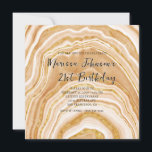 Faux Golden Agate 21st Birthday Invitation<br><div class="desc">A glamourous 21st birthday square shaped invitation for her. 
Faux gold strata agate grainy stone texture
The agate design is created with digital graphics that print like a photo.
If you change the font colour,  check the drop shadow settings.</div>
