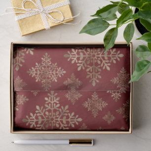 Faux Golden Foil Snowflakes On Red (Not Real Foil) Tissue Paper
