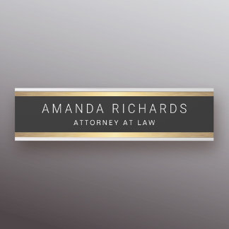 Faux golden gradient borders name and title black Door Sign