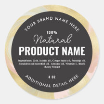 Faux golden swirl foil Product Round Label