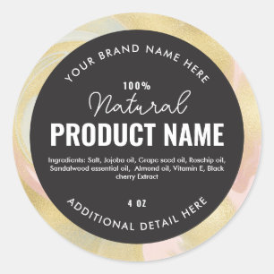 Faux golden swirl foil Product Round Label