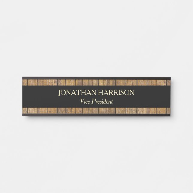 Faux Golden Wood Professional Name Plate (Front)