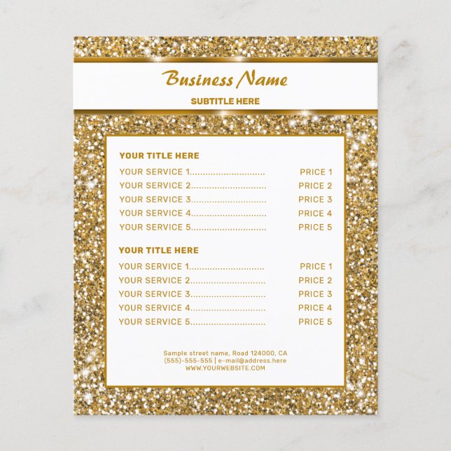 Faux Golden Yellow Glitter Texture & Custom Text Flyer (Front)