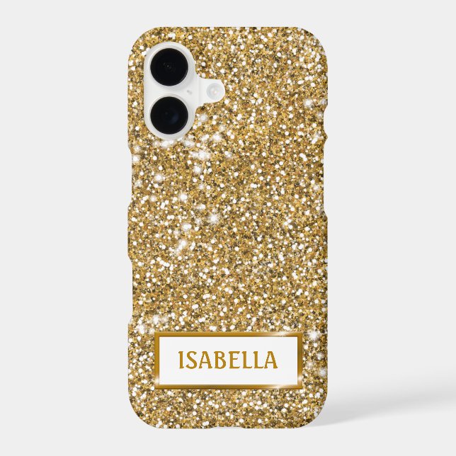 Faux Golden Yellow Glitter Texture Look With Name (Back)