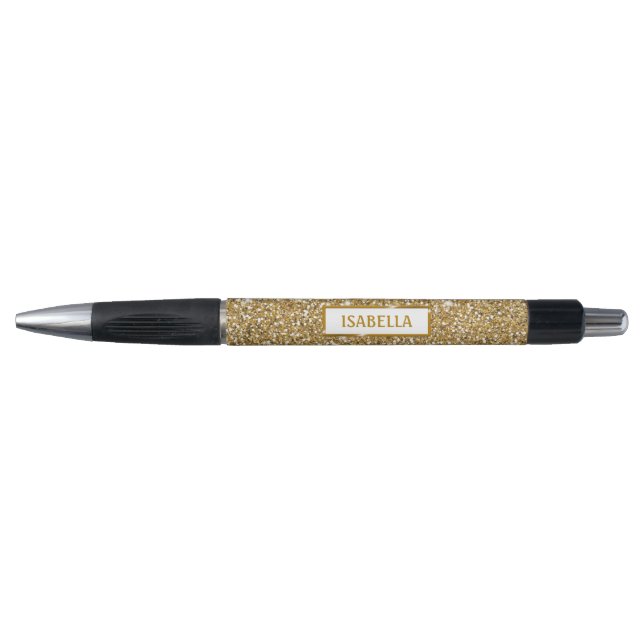 Faux Golden Yellow Glitter Texture Look With Name (Front)