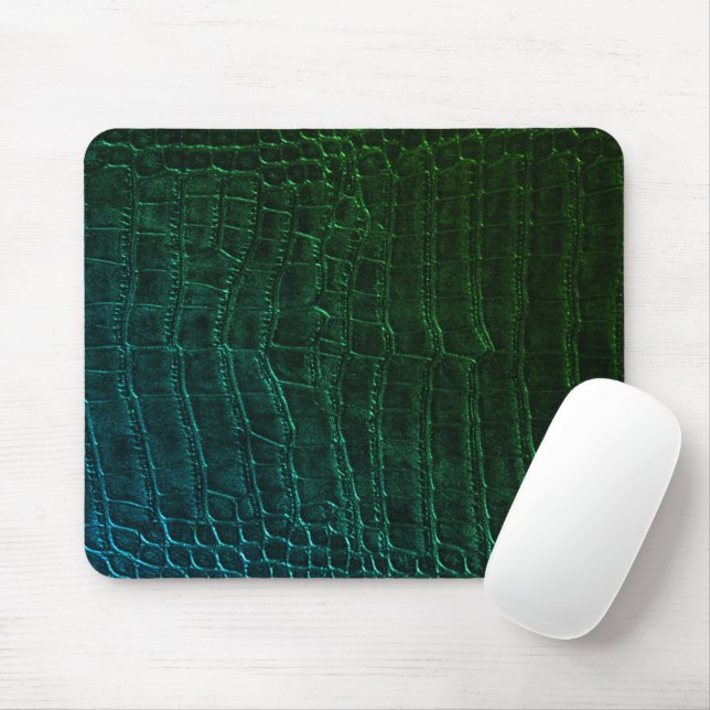 Faux Green Alligator Crocodile Leather Print Mouse Pad (With Mouse)