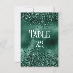 Faux Green Glitter and Foil Wedding Table Number