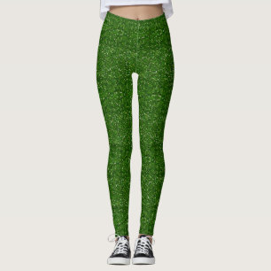Faux Green Glitter And Glamour Leggings