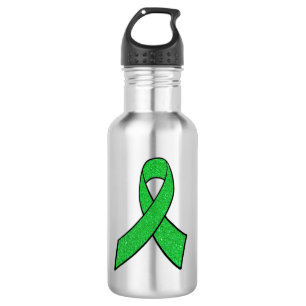 Faux Green Glitter Lyme Disease Ribbon 532 Ml Water Bottle