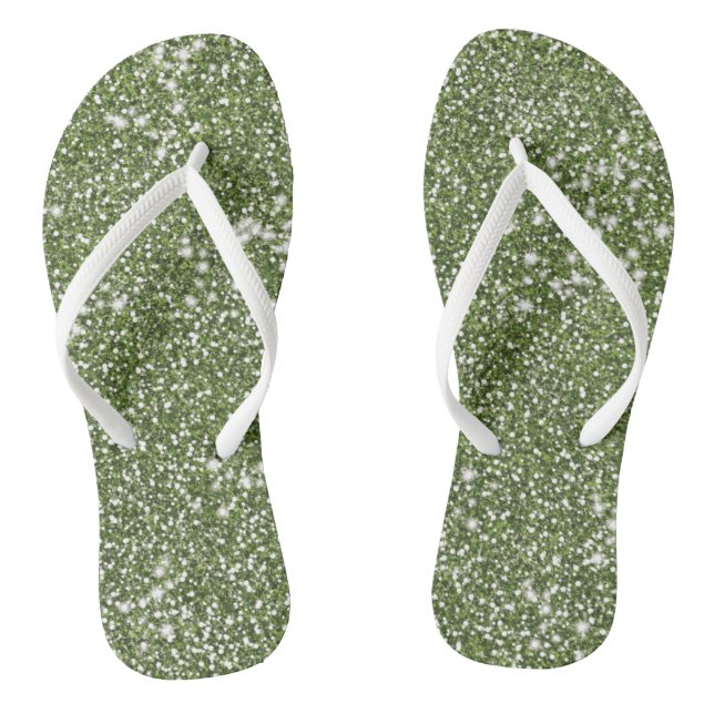 Faux Green Glitter Texture Look-like Graphic Jandals (Footbed)