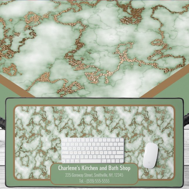 Faux Green Gold Marble - Office Desk Mat (Faux Green Gold Marble - Office Desk Mat by Office Accessories Shop)
