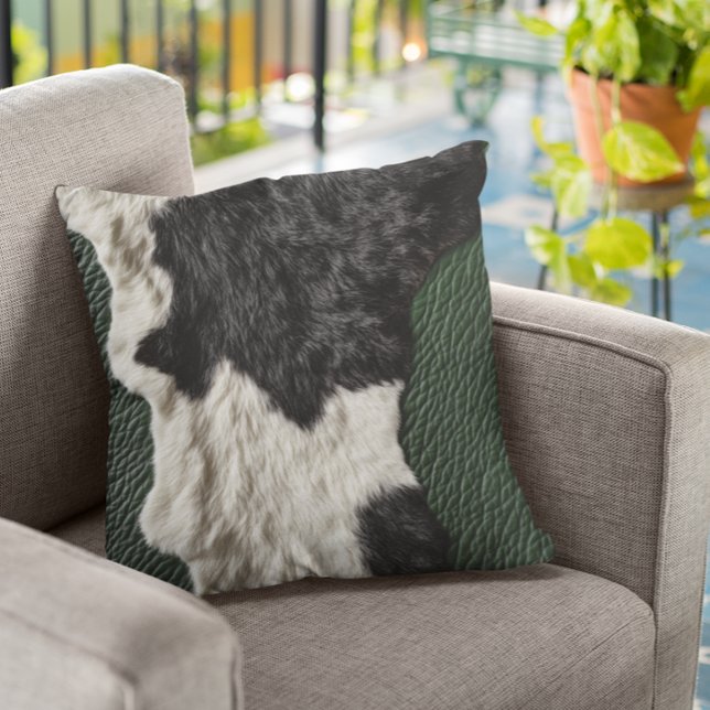 Faux Green Leather Cow Spotted Hide fur Cushion (Creator Uploaded)