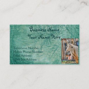 Faux Green Leather & Happy Horse Design 2 Business Card