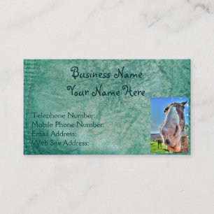 Faux Green Leather & Happy Horse Design Business Card
