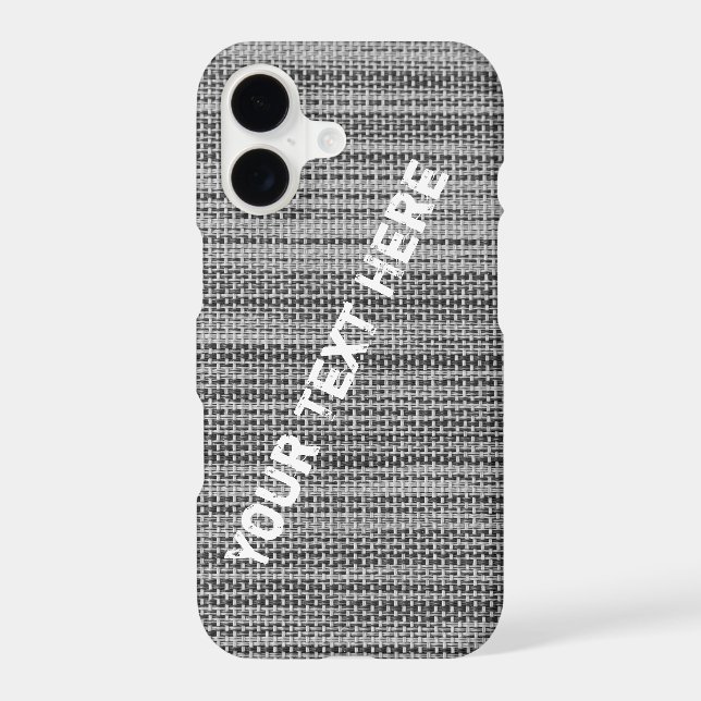 Faux Grey Fabric Custom Text Name iPhone Case (Back)