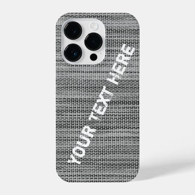 Faux Grey Fabric iPhone Case with Custom Text (Back)