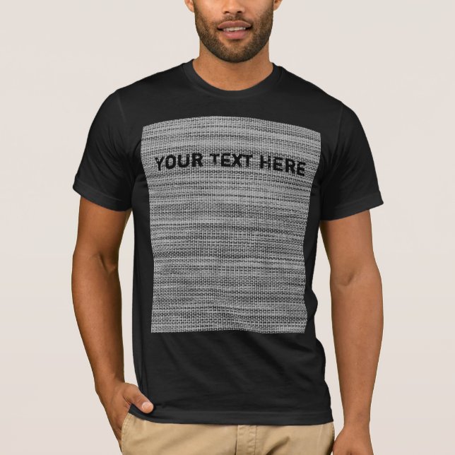 Faux Grey Fabric Patch T-Shirt with Custom Text (Front)