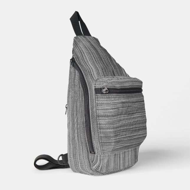Faux Grey Fabric Sling Bag (Left Corner)