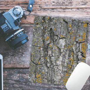 Faux Grey Grunge Wood Tree Bark Mouse Pad
