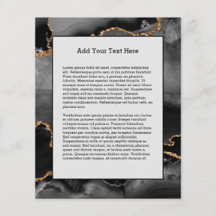 Faux Grey Marbled Agate Golden Glitter Black Stone Flyer