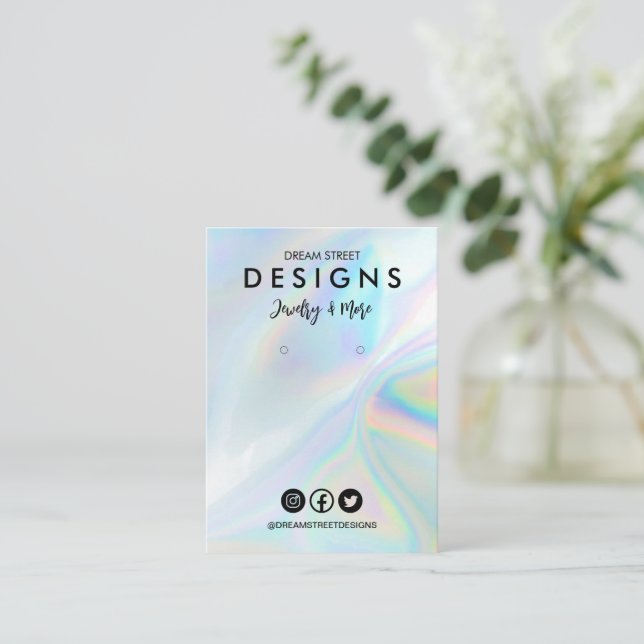 Faux Holo Logo Social Media Earring Display Card (Standing Front)