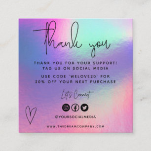 Faux Holo Media Insert Thanks Mini Business Card