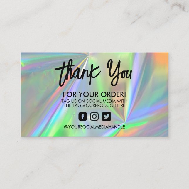 Faux Holo Thank You Trendy Salon Business Card (Front)