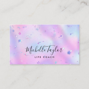 faux holograph iridescent opal stone elegant logo business card