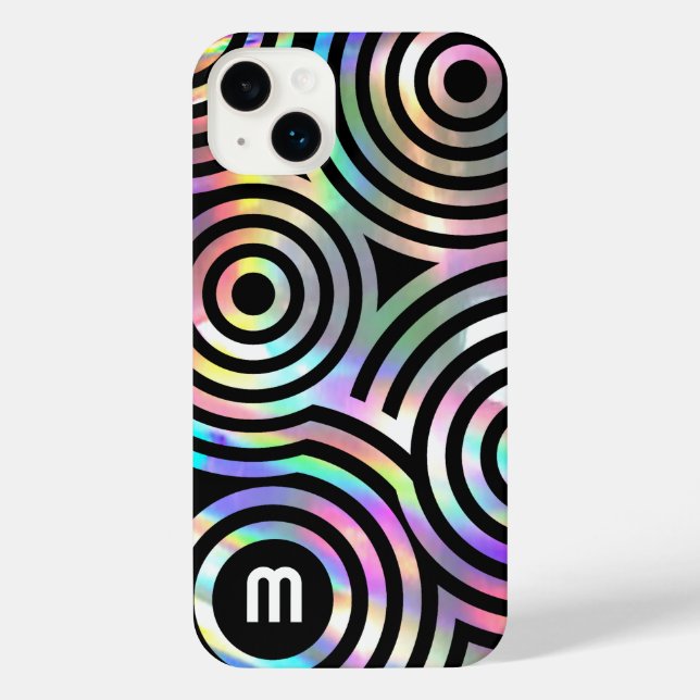 faux holographic abstract circles  iPhone 14 plus  Case (Back)