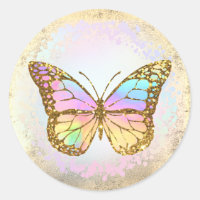 faux holographic butterfly logo