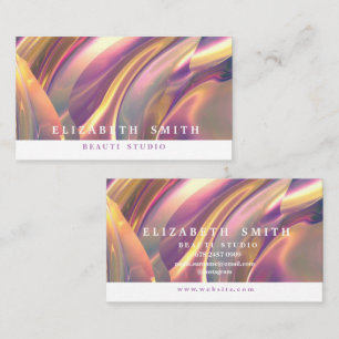 Faux Holographic Chameleon Neon Business Card