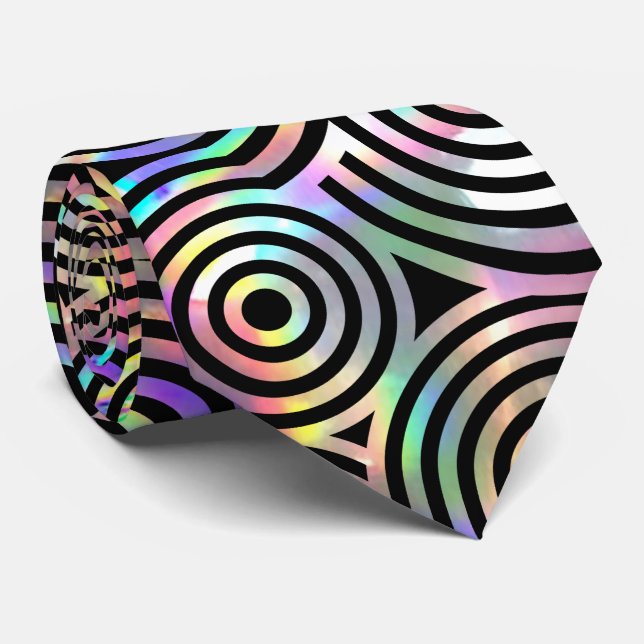 faux holographic circles  neck tie (Rolled)